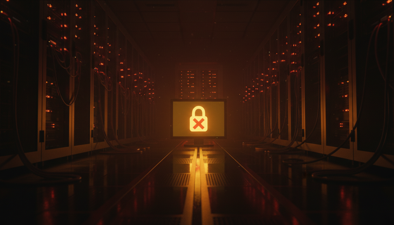 Salle de serveurs avec voyants d'alerte lors d'une cyberattaque