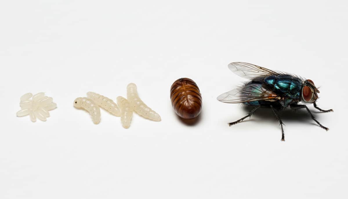Cycle de vie complet d'une mouche domestique