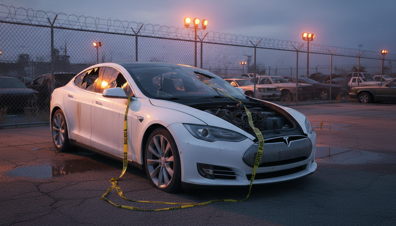 Tesla abandonnée dans une fourrière de Hollywood