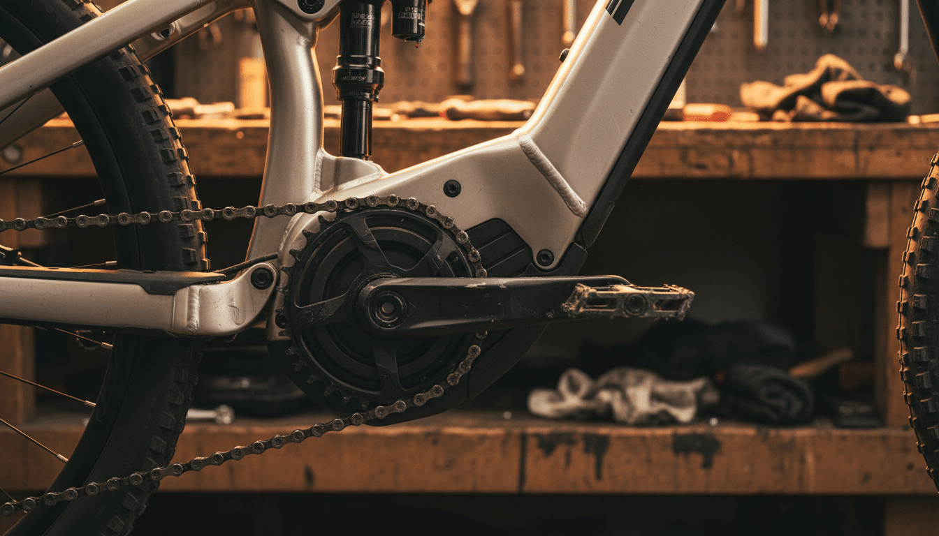 Moteur Shimano EP801 monté sur un cadre aluminium