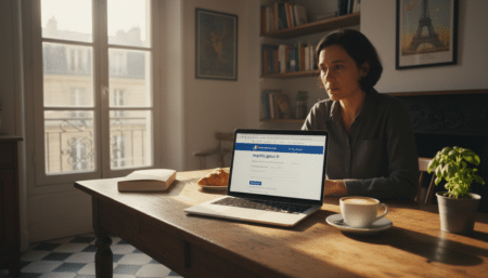 Contribuable français remplissant sa déclaration d'impôts en ligne