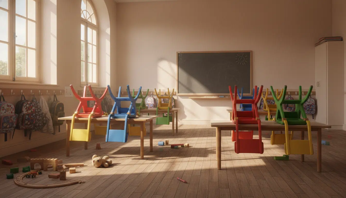 Salle de classe maternelle vide en fin de journée