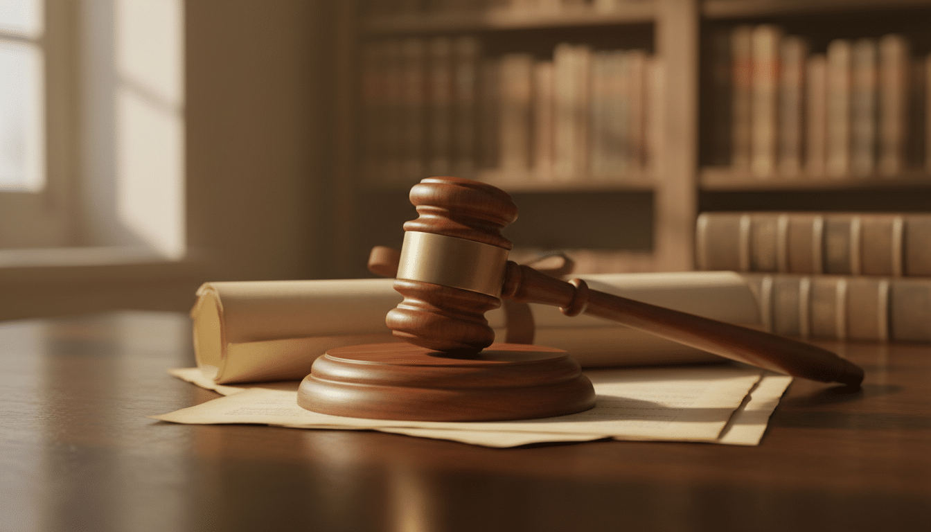 Marteau de juge sur un document juridique