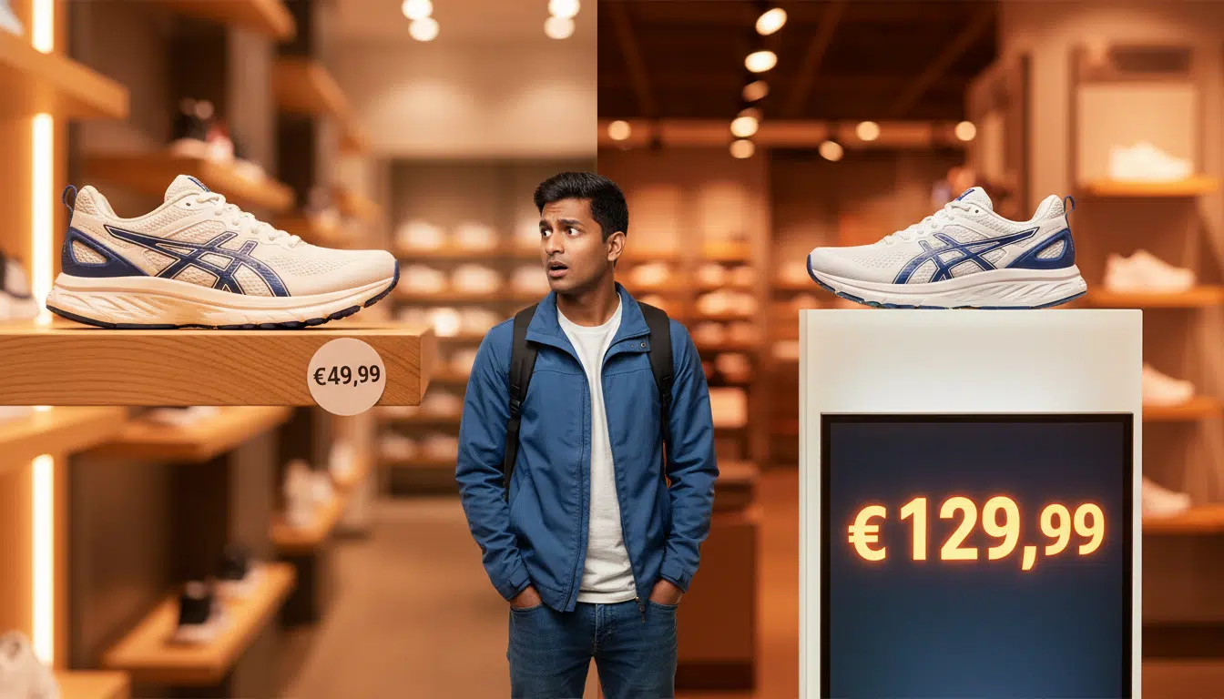 Comparaison de prix entre deux vendeurs pour la même chaussure