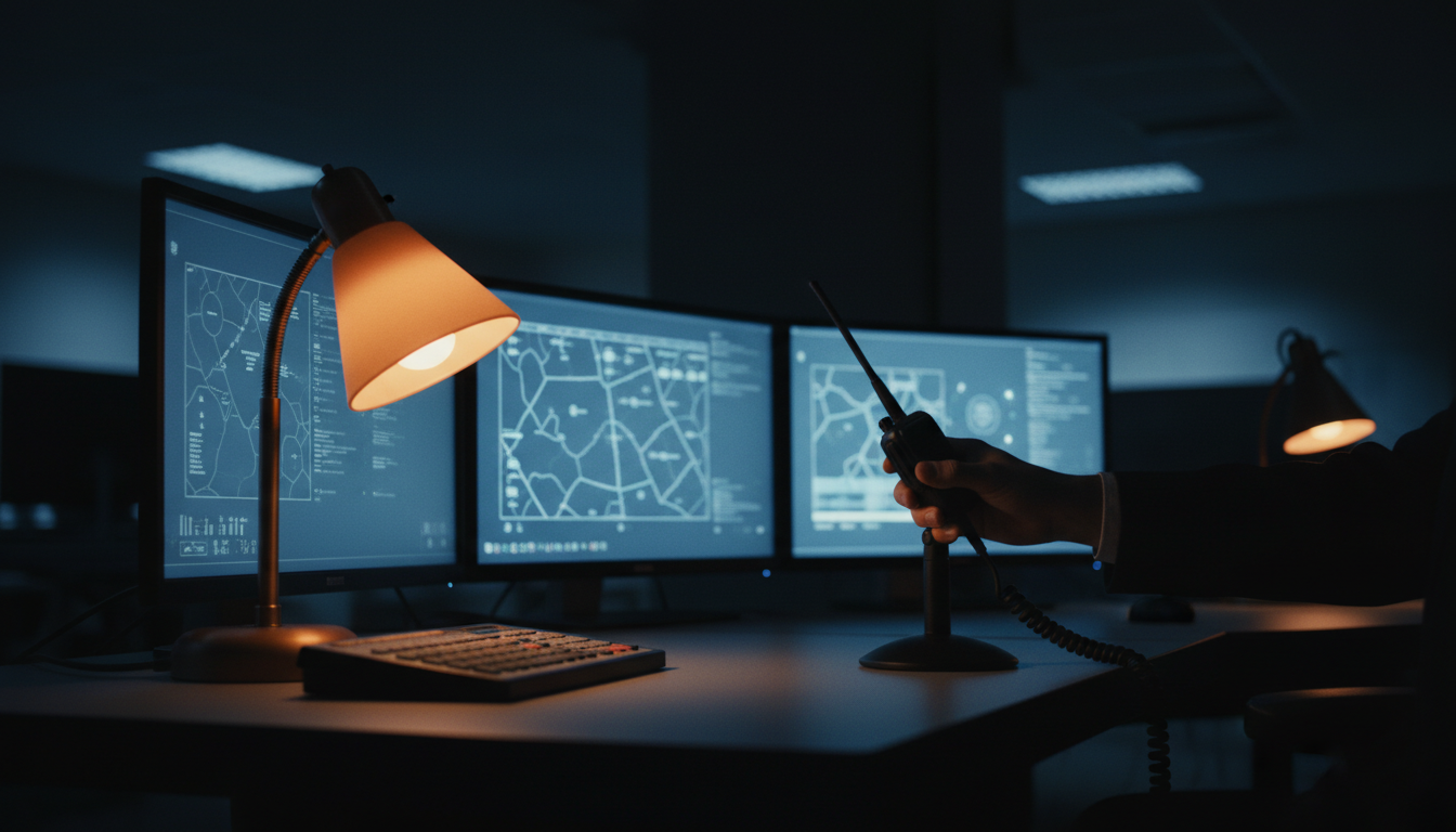 Console radio de dispatch dans un centre de communication policier