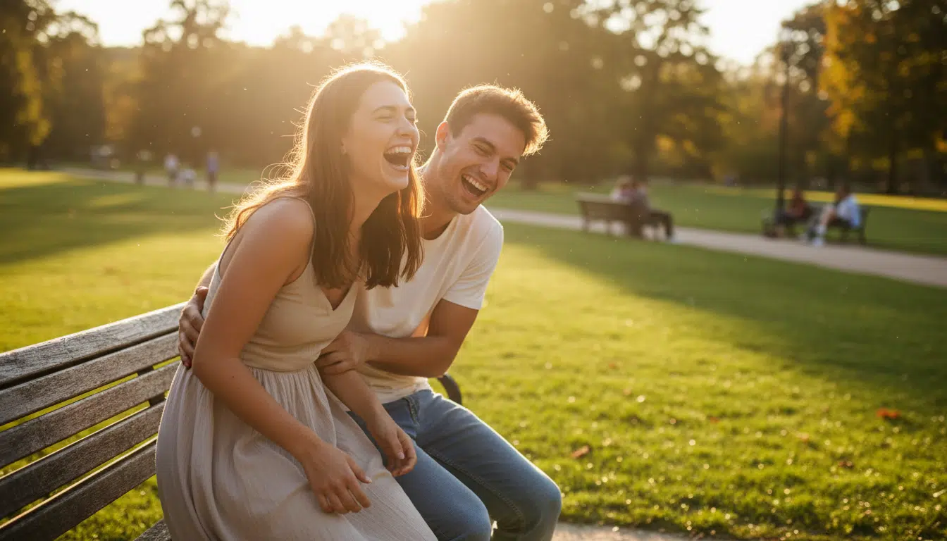 Deux amis riant aux éclats lors d'un chatouillement