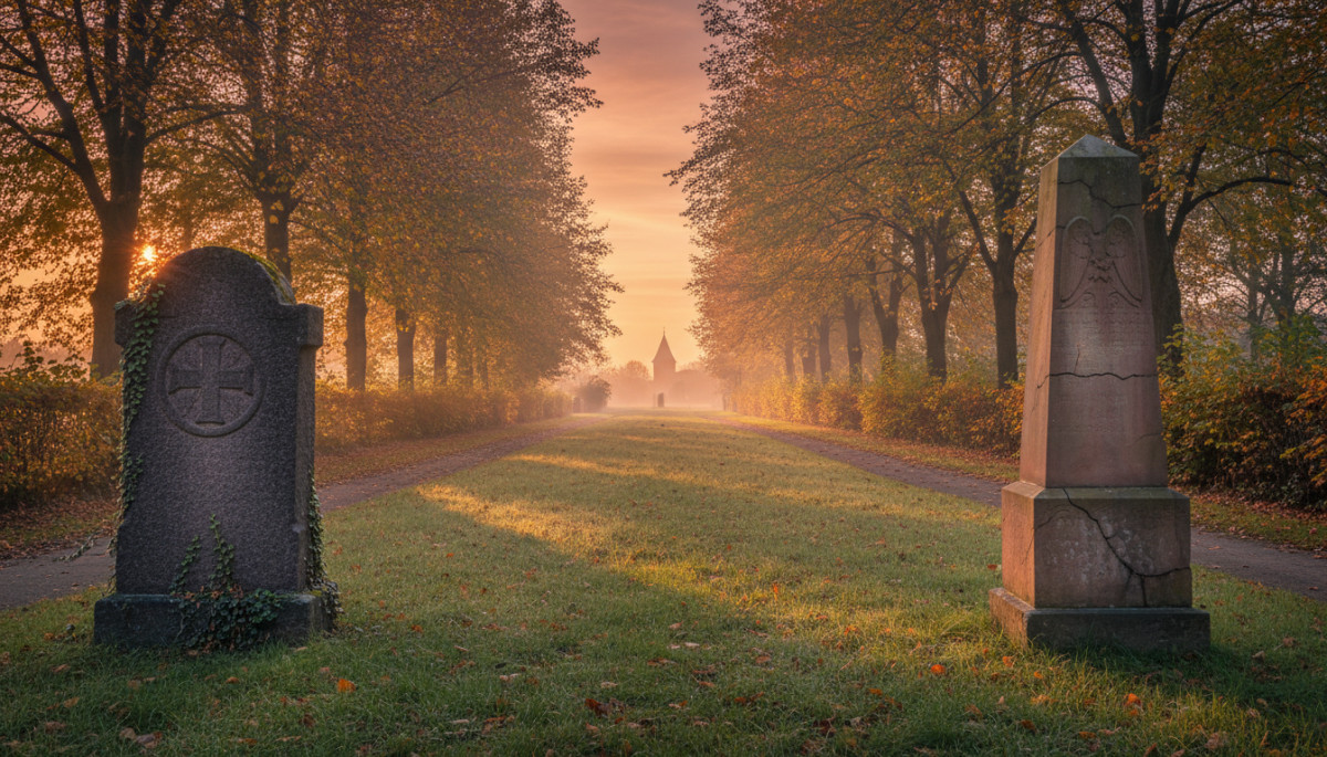 Deux tombes séparées dans un cimetière bavarois