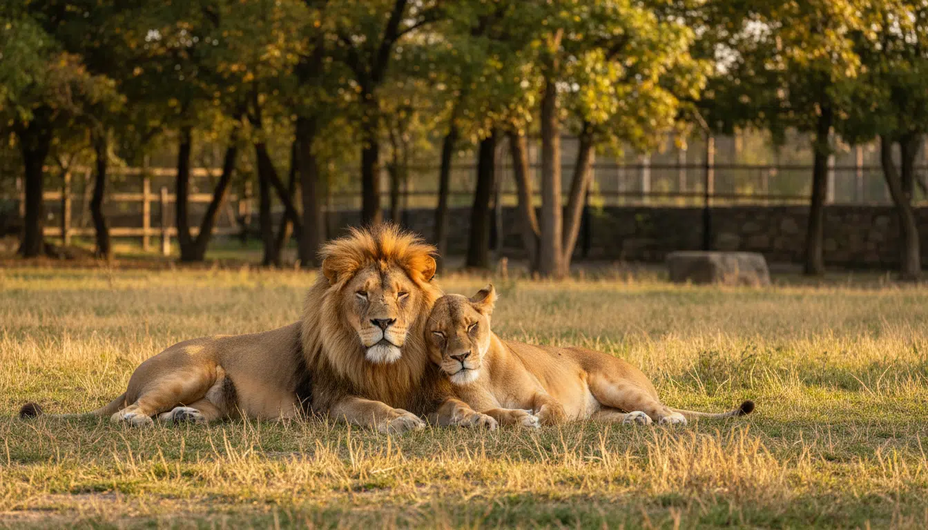 Djibo et la lionne Princesse côte à côte au refuge