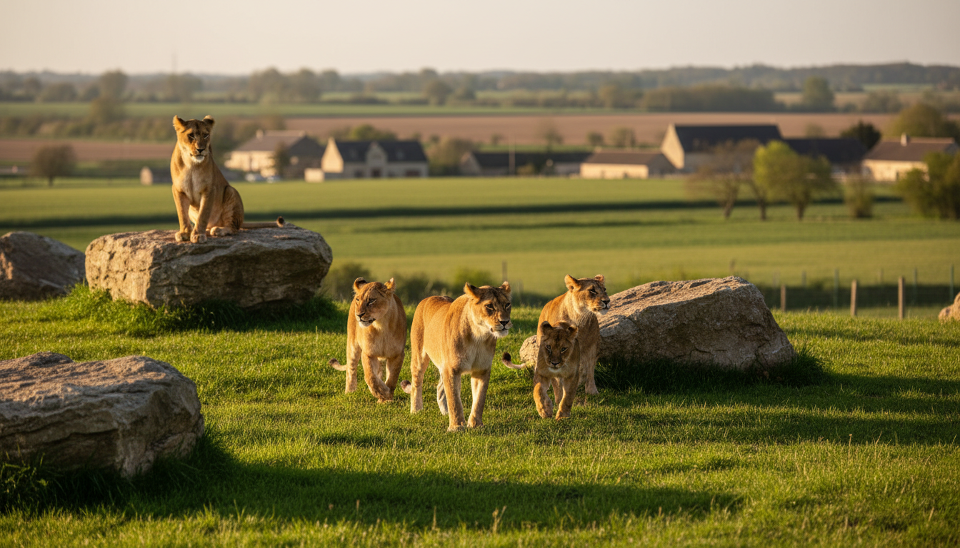 Quatre jeunes lionnes explorent leur nouvel enclos au refuge