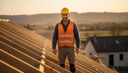 Djibril charpentier sur un chantier à Pau