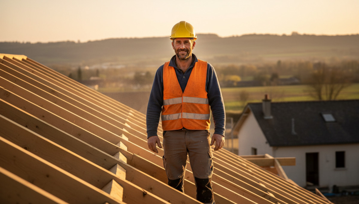 Djibril charpentier sur un chantier à Pau
