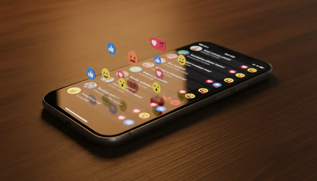 Un smartphone affichant des commentaires sur les réseaux sociaux, symbole des attaques en ligne dénoncées par la sœur de Dolly Martinez