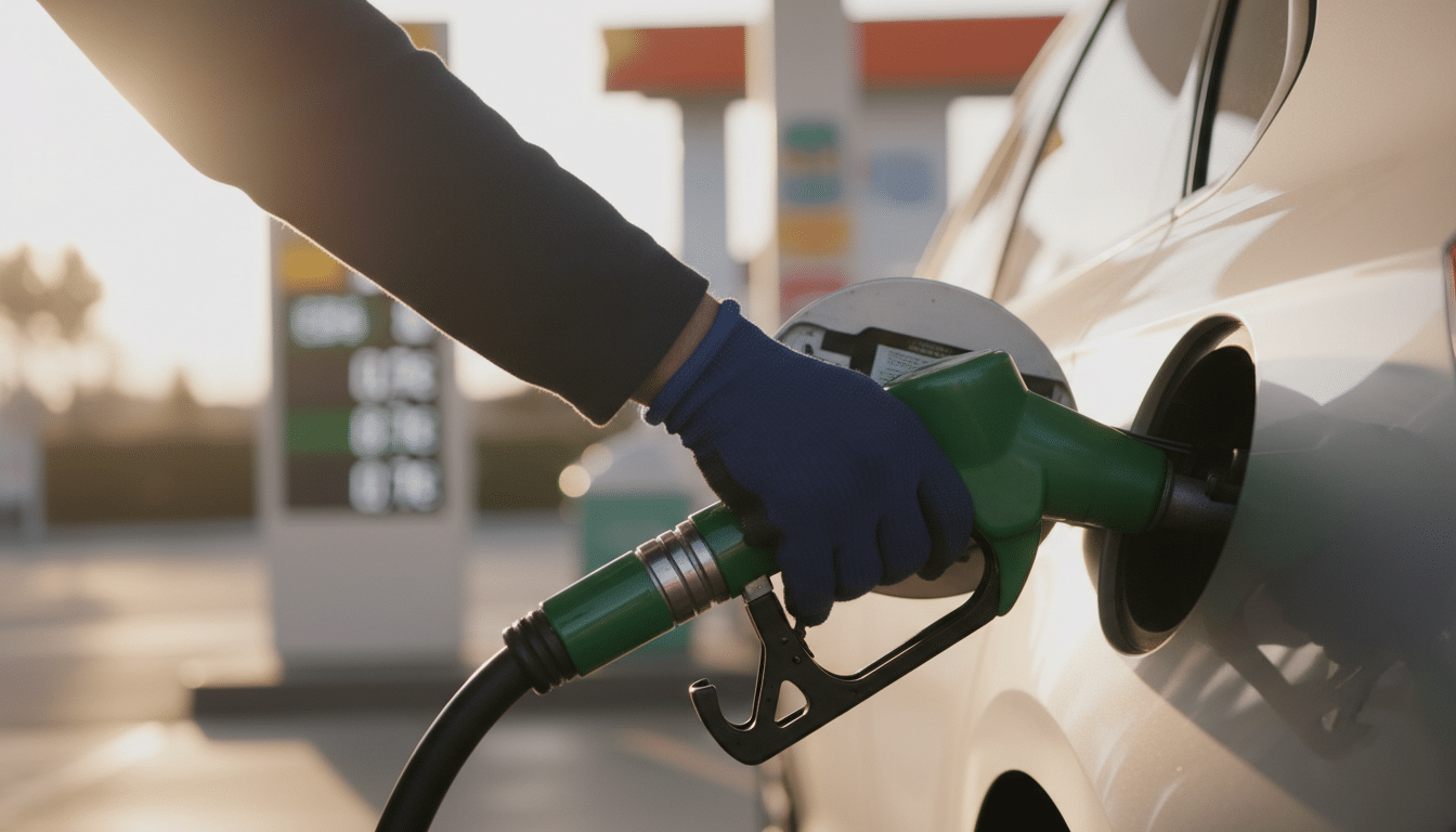 Automobiliste faisant le plein d'E85 à la pompe