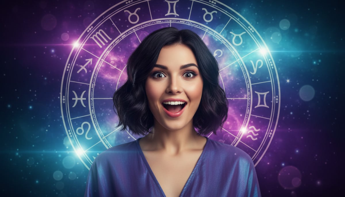 Editorial portrait photo of a young woman with dark bob haircut, looking at camera with joyful and a