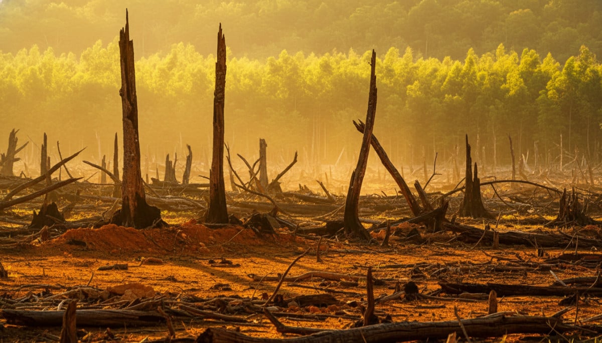 Editorial press photograph illustrating: 26 000 km² de forêts disparaissent chaque année : le chiffr