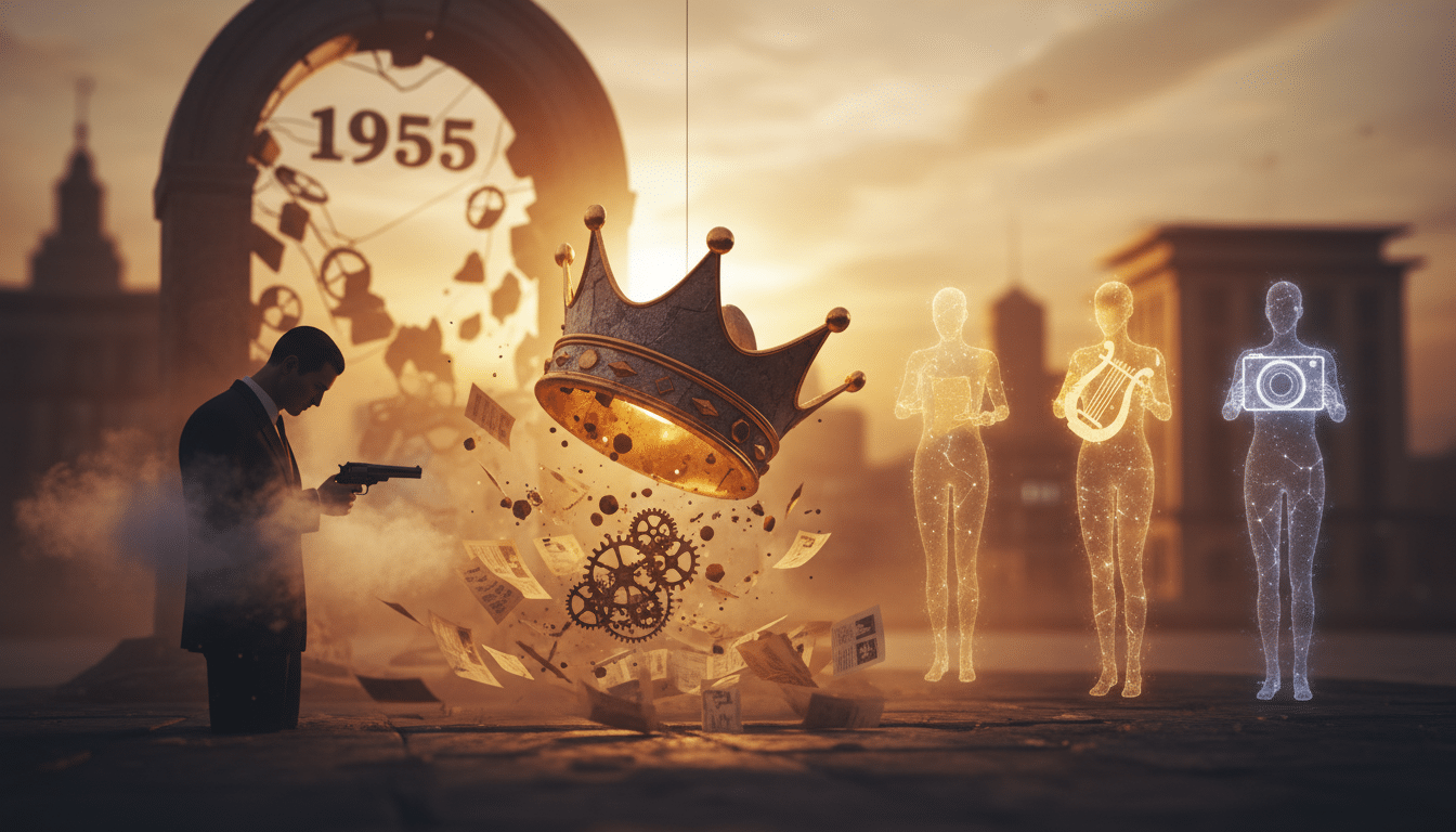 Editorial press photograph illustrating: 5 avril : la chute d'un régime en 1955, un suicide qui a ch