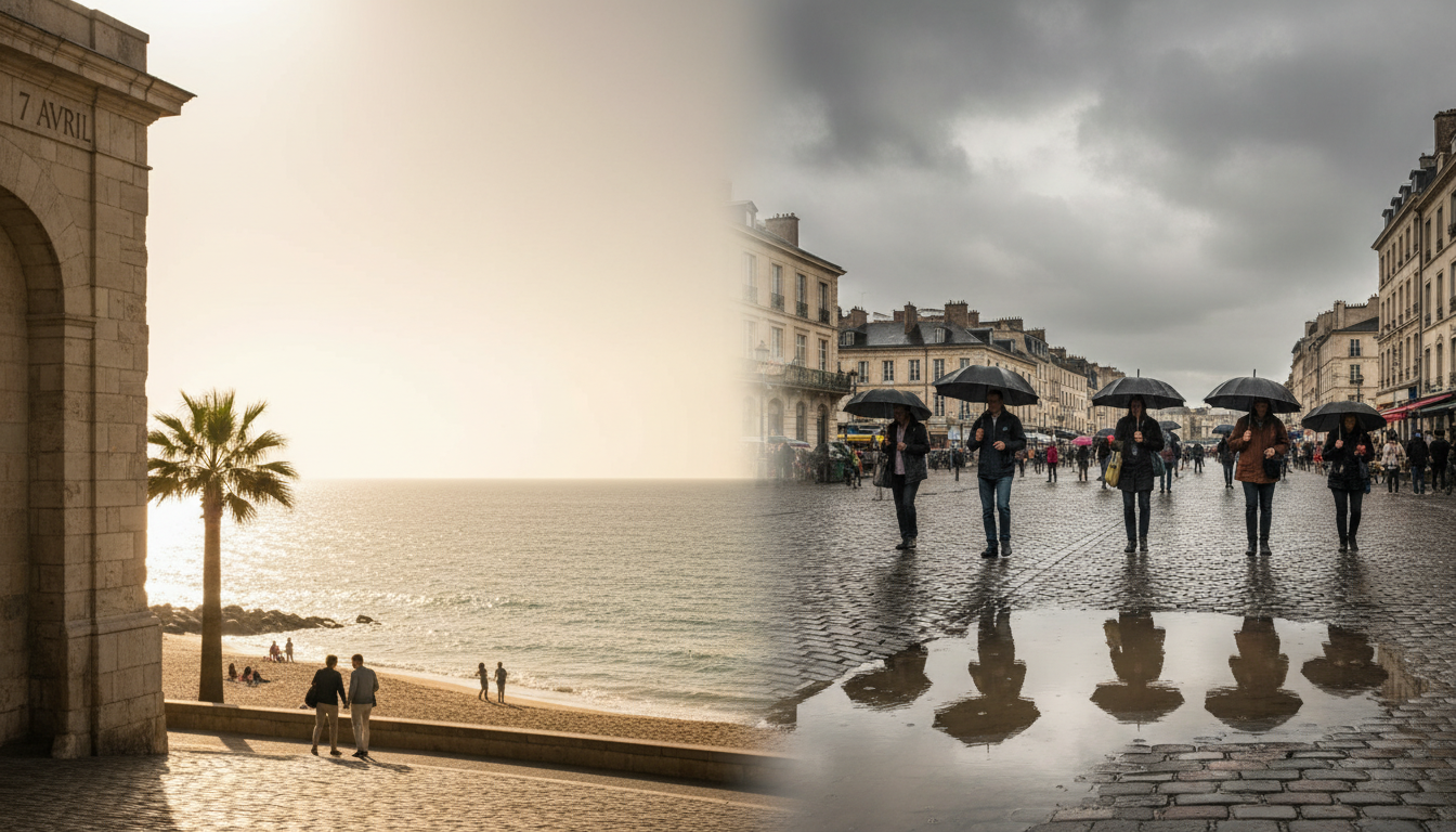 Editorial press photograph illustrating: 7 avril : le soleil tient bon au sud pendant que le nord pr