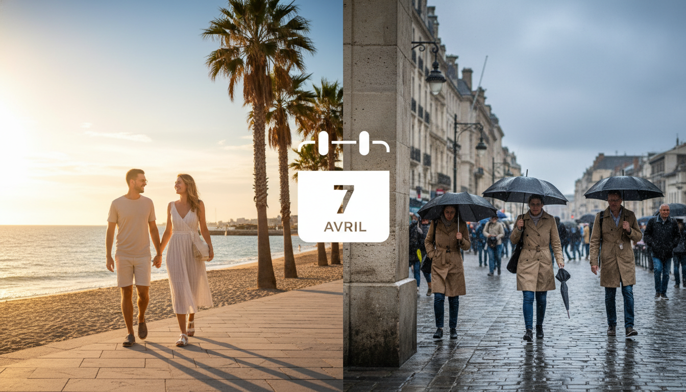 Editorial press photograph illustrating: 7 avril : le soleil tient bon au sud pendant que le nord pr