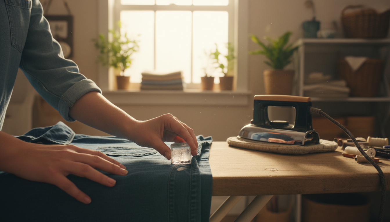 Editorial press photograph illustrating: Frotte un glaçon sur tes coutures avant de repasser : le ti