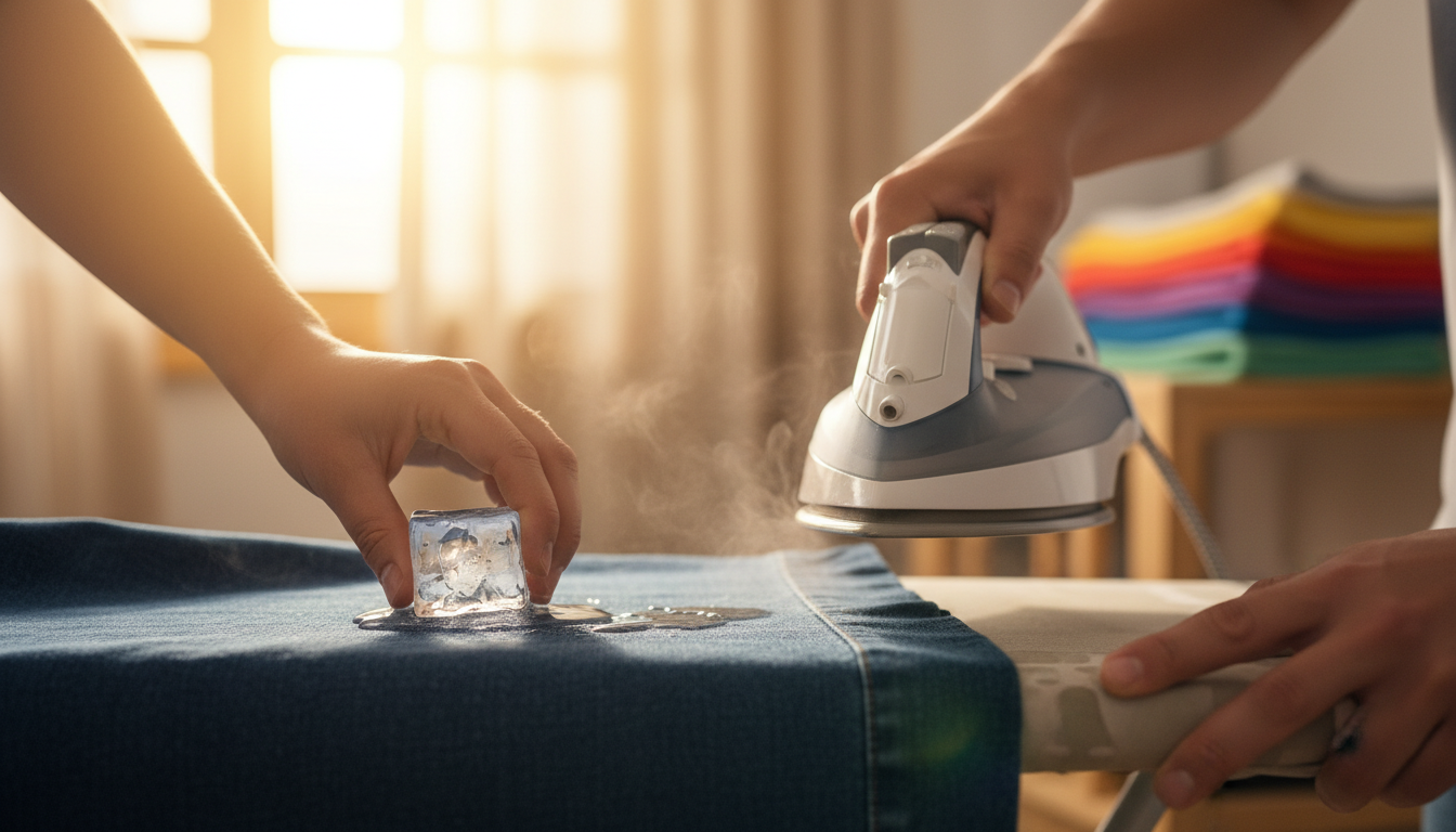 Editorial press photograph illustrating: Frotte un glaçon sur tes coutures avant de repasser : le ti