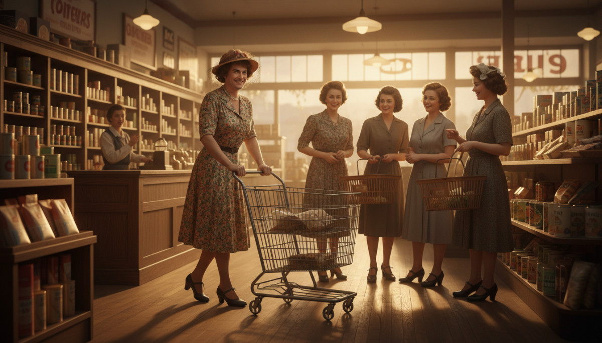 Editorial press photograph illustrating: Le Caddie de supermarché a été inventé par un homme qui s'e