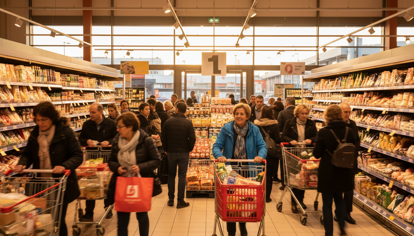 Editorial press photograph illustrating: Les 8 supermarchés les plus fréquentés en France : le n°1 n