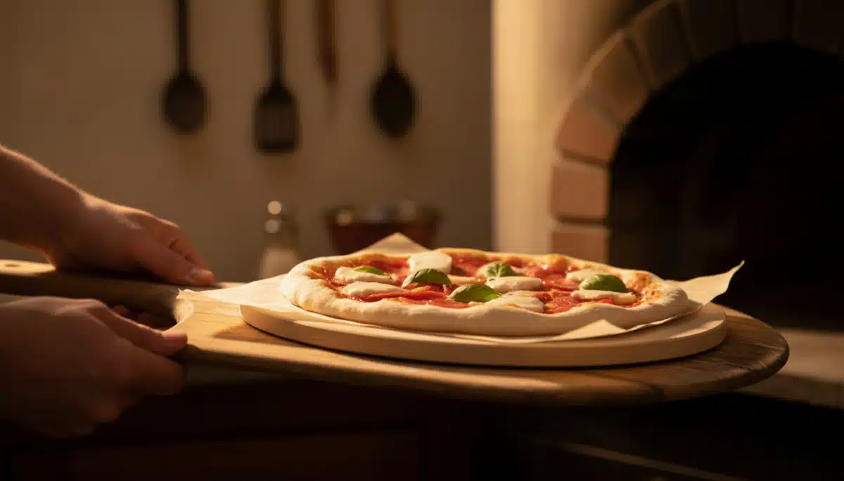 Editorial press photograph illustrating: Pose une feuille de papier cuisson sous ta pierre à pizza :