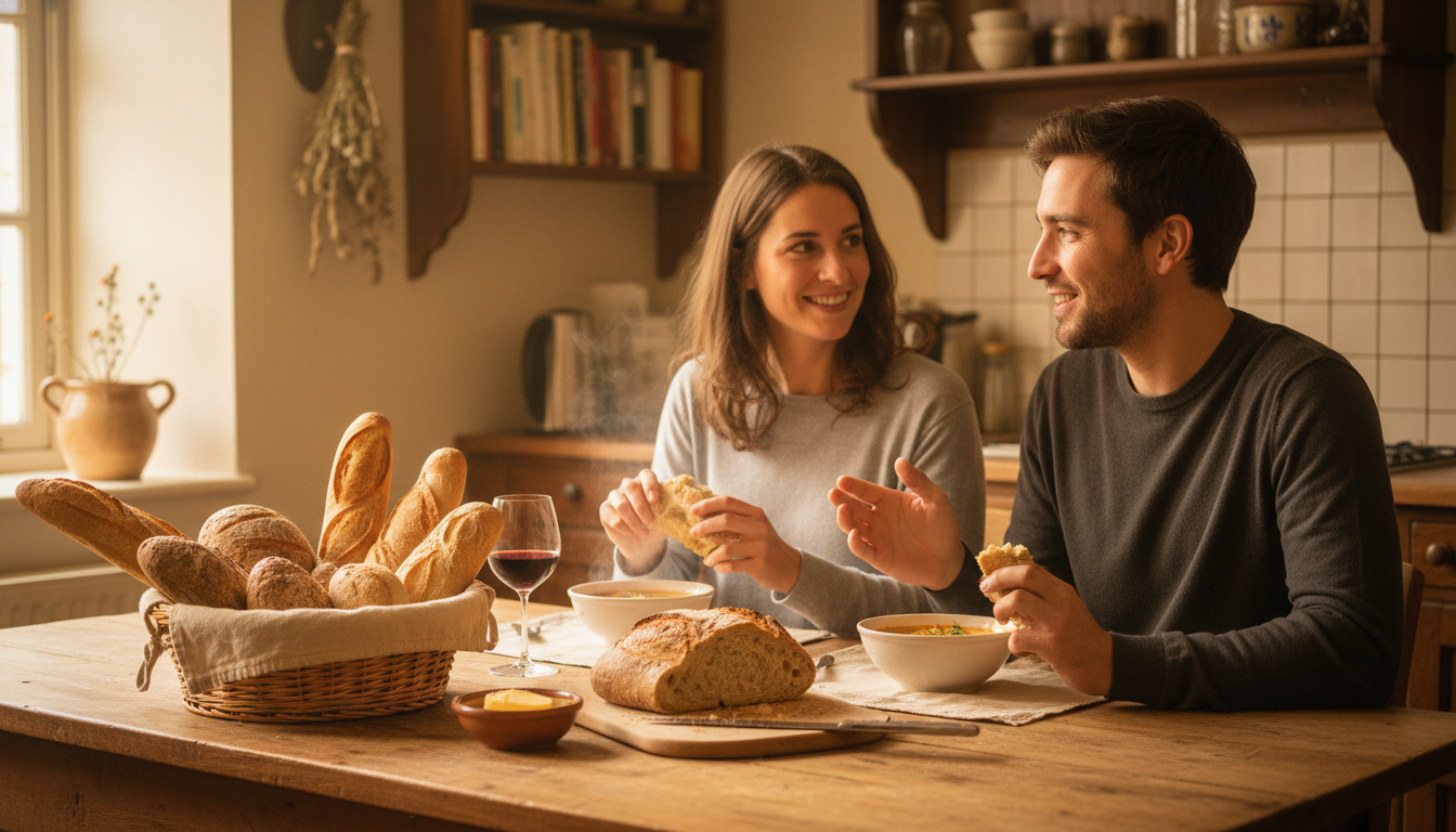 Editorial press photograph illustrating: Pourquoi les Français mangent du pain à chaque repas : la v