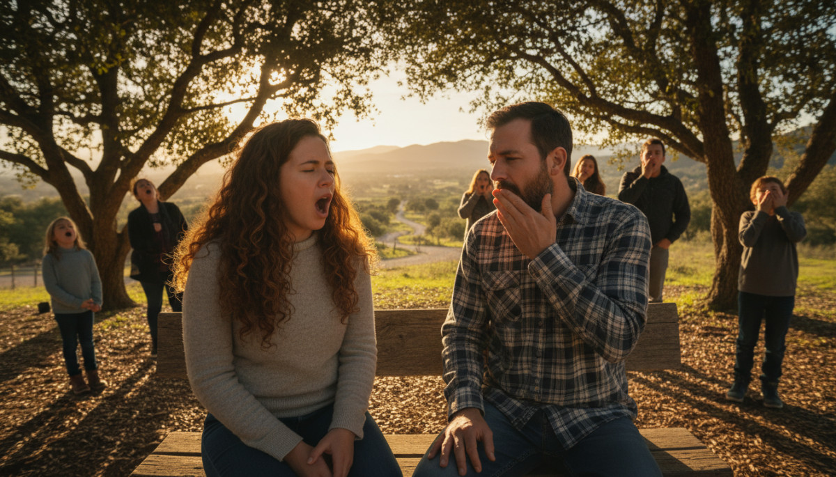 Editorial press photograph illustrating: Pourquoi tu bâilles quand tu vois quelqu'un bâiller — et la