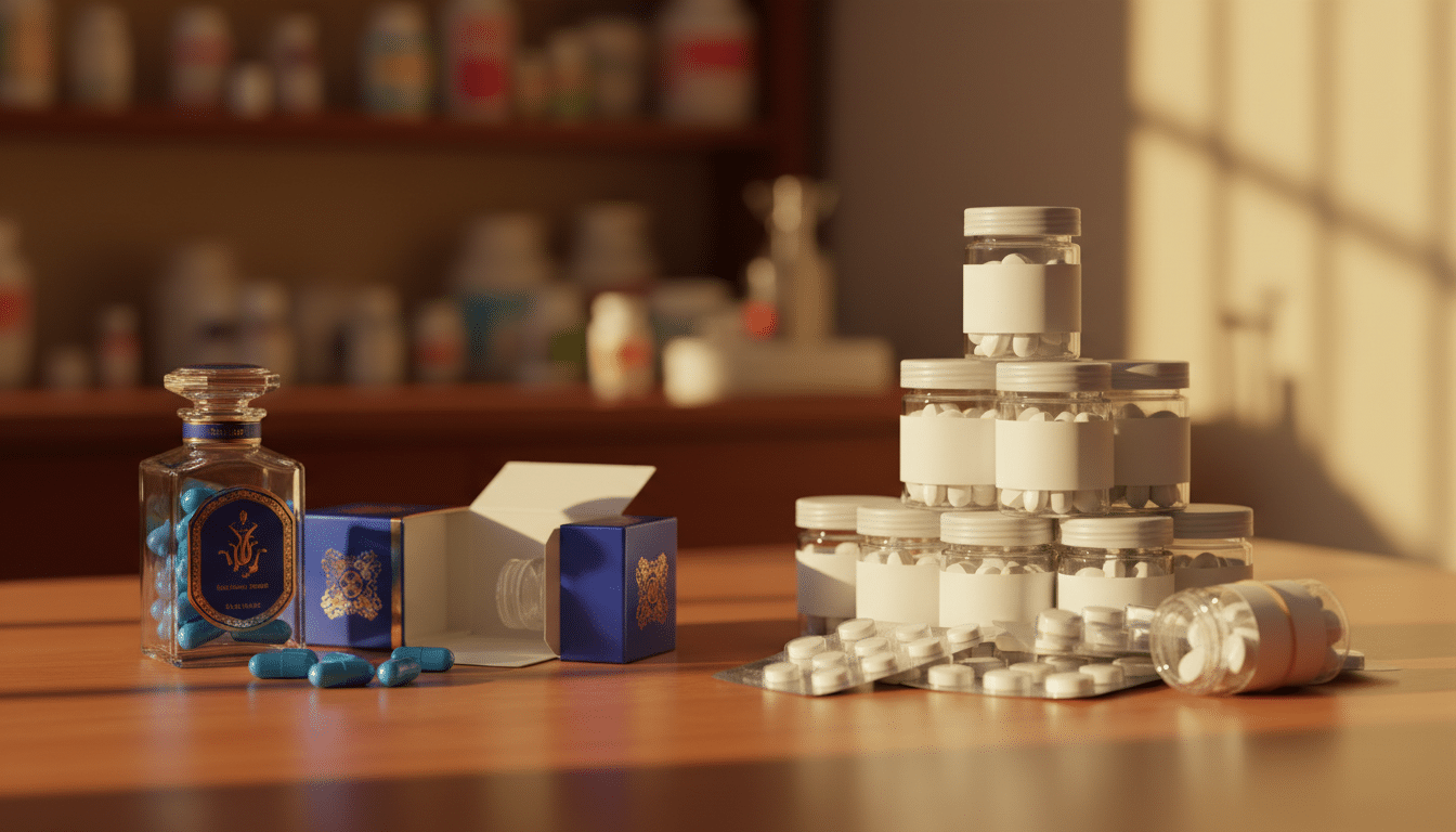 Editorial press photograph illustrating: Pourquoi un médicament générique coûte 10 fois moins cher q