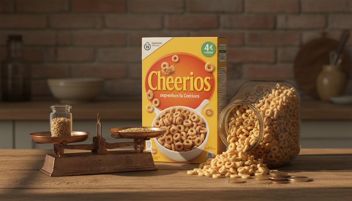 Editorial press photograph illustrating: Pourquoi une boîte de céréales Cheerios à 4 € contient pour