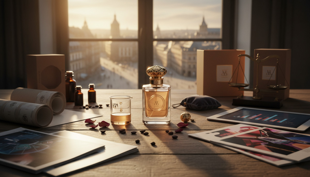 Editorial press photograph illustrating: Pourquoi une bouteille de parfum à 100 € contient pour 3 €