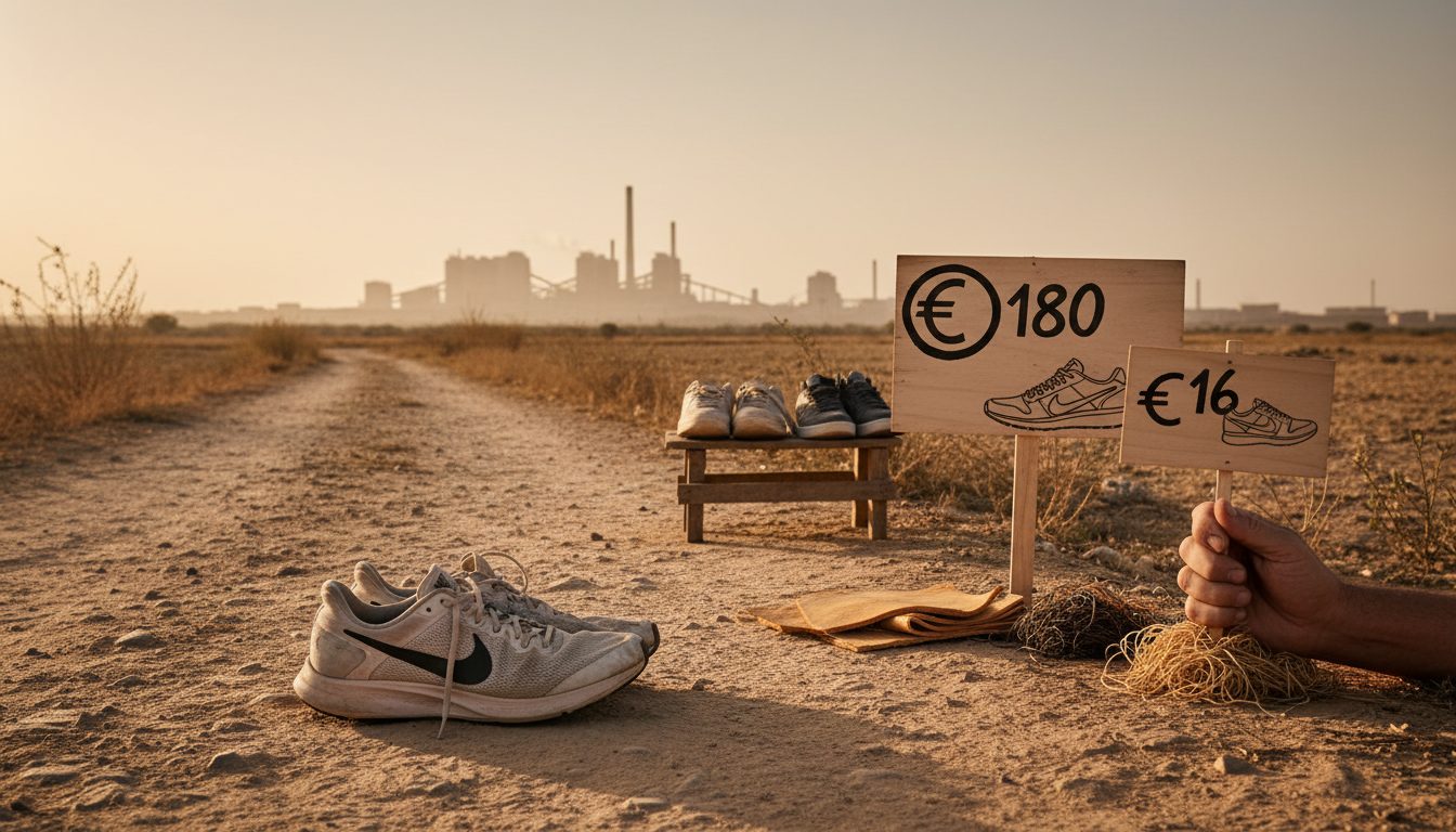 Editorial press photograph illustrating: Pourquoi une paire de Nike coûte 180 € alors qu'elle revien