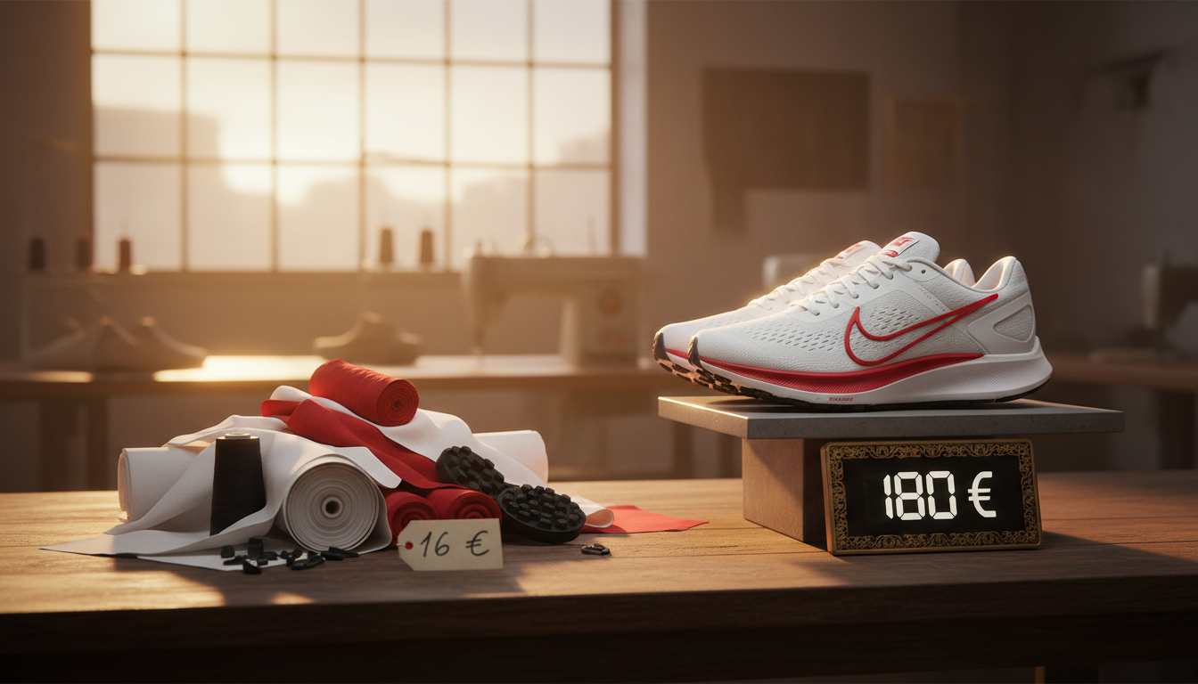 Editorial press photograph illustrating: Pourquoi une paire de Nike coûte 180 € alors qu'elle revien