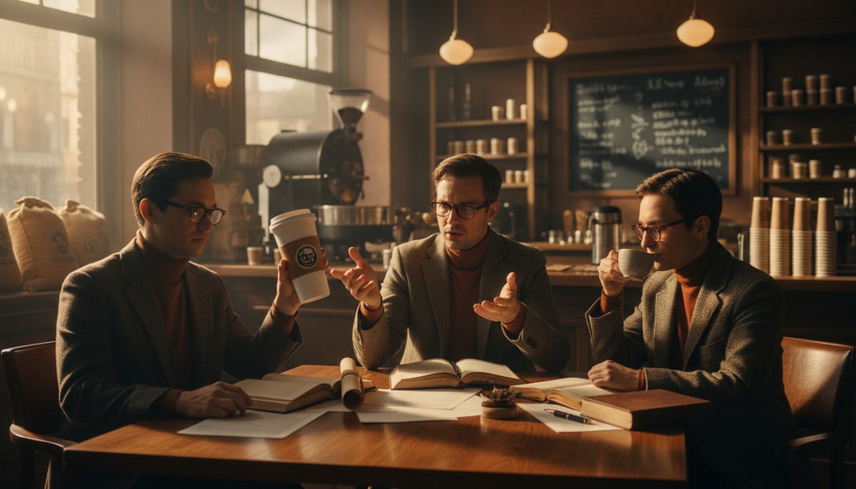 Editorial press photograph illustrating: Starbucks a été fondé par des profs de lettres qui détestai