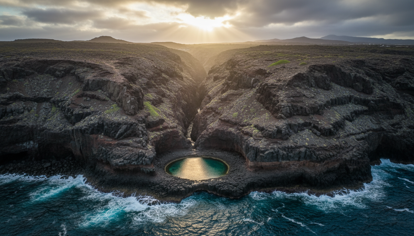 Ravin rocheux et piscine naturelle à Gran Canaria