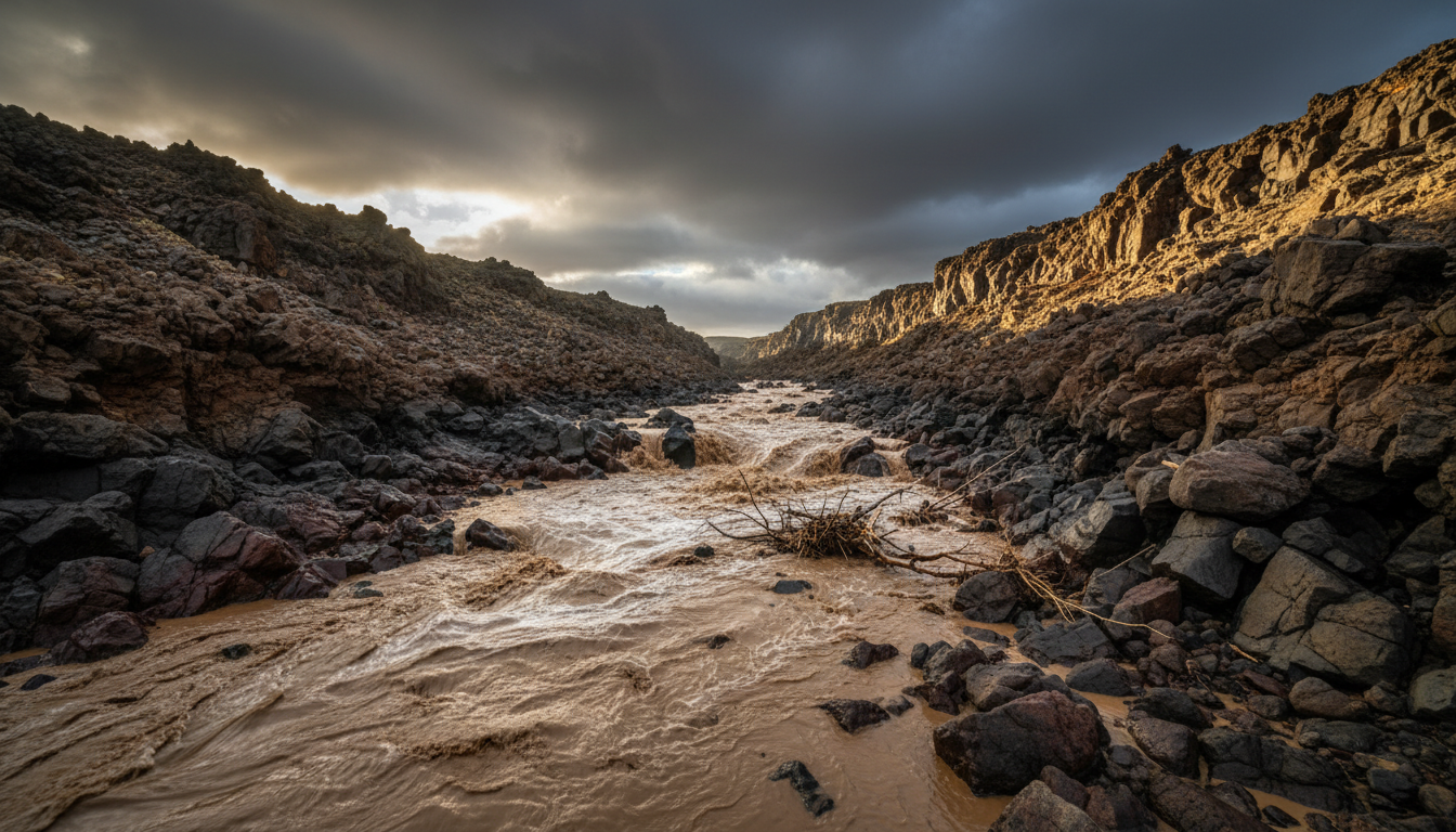 Crue soudaine dans un ravin des îles Canaries