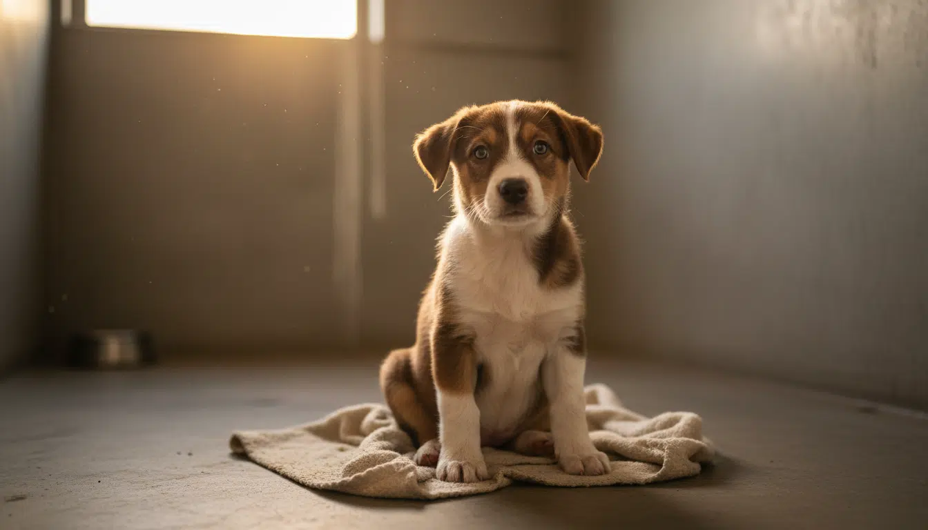 Chico, chiot de 4 mois seul dans un refuge