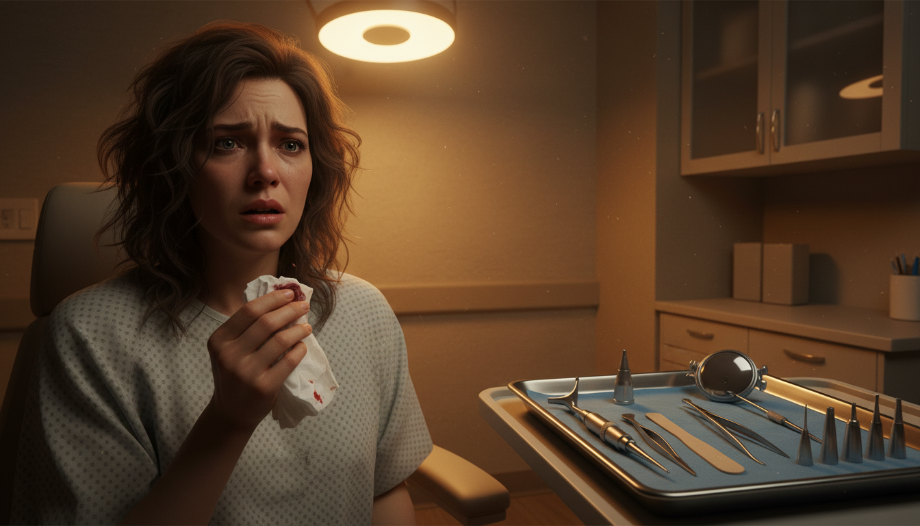 Patiente choquée découvrant des larves dans un mouchoir