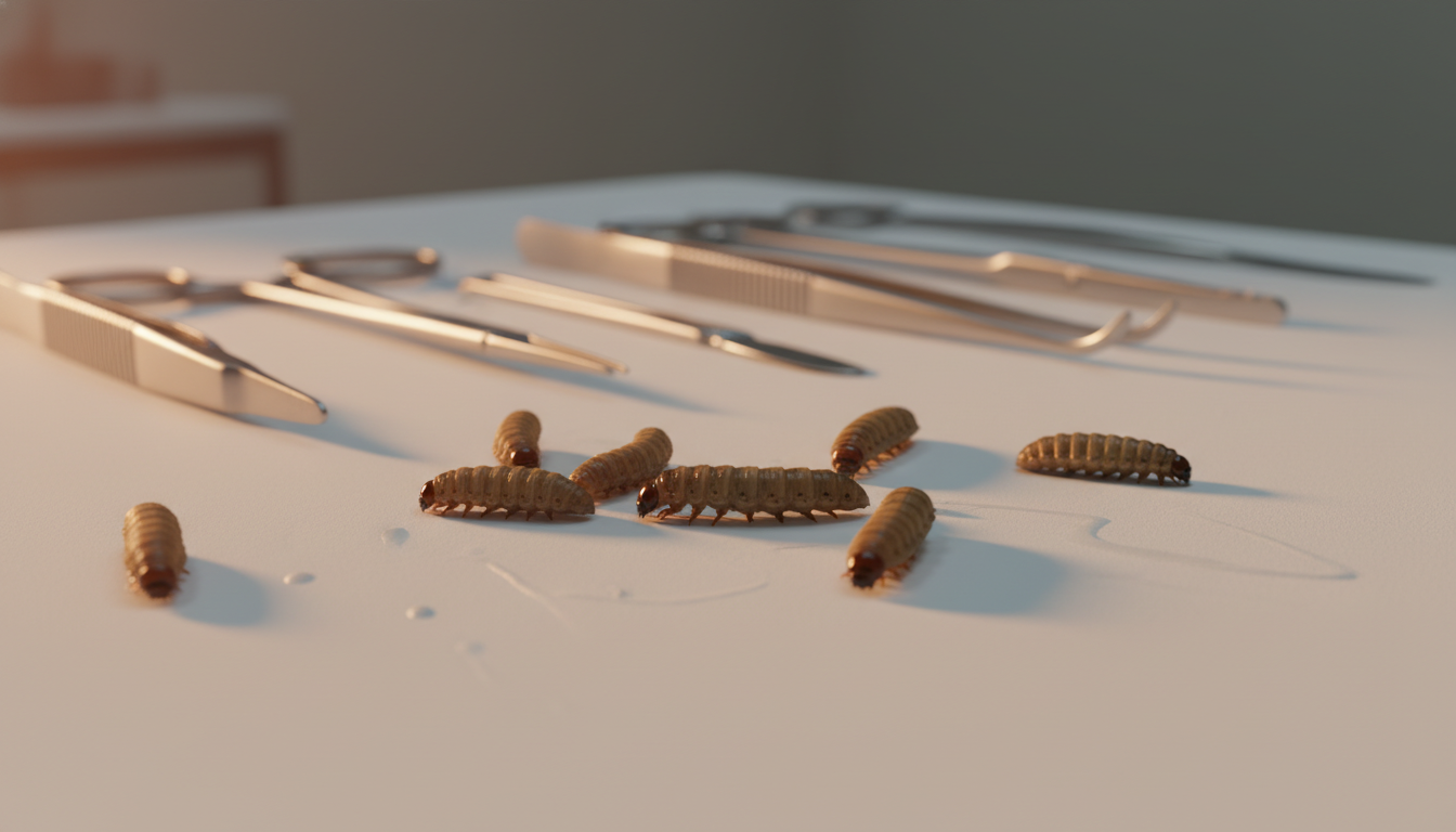 Larves parasitaires extraites lors d'une opération chirurgicale