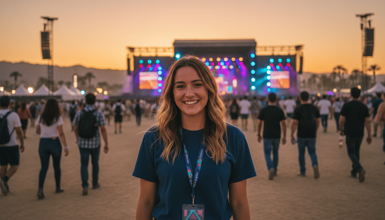 Jeune femme travaillant comme staff à Coachella