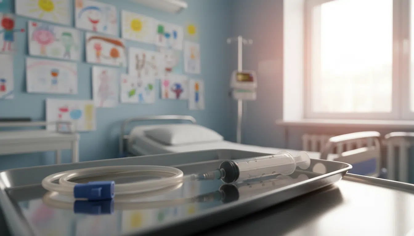 Sonde d'alimentation médicale sur un plateau d'hôpital