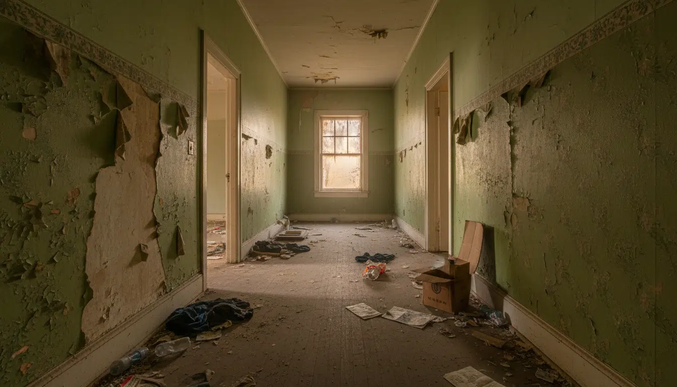 Intérieur insalubre d'un domicile négligé en Géorgie