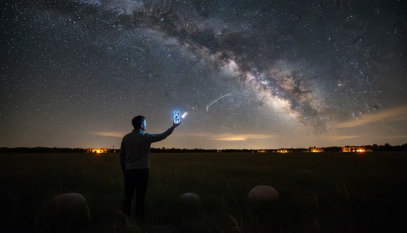 Observation de la comète avec une application smartphone de nuit