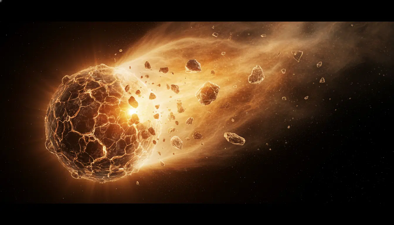 Noyau de comète se fragmentant près du Soleil