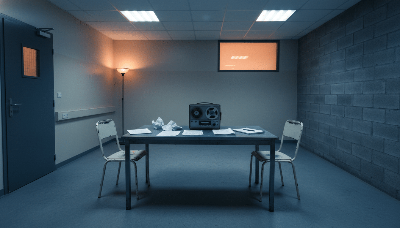 Salle d'audition vide dans un commissariat de police