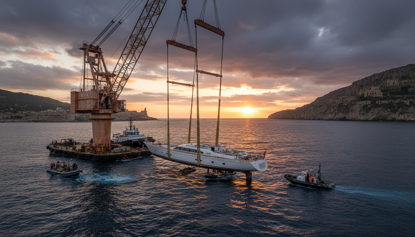 Renflouement du superyacht Bayesian au large de la Sicile