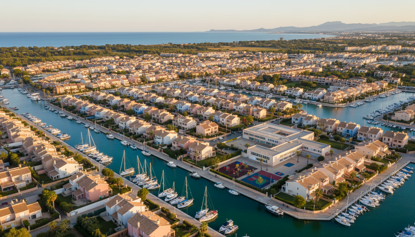 Vue aérienne de la station balnéaire d'Empuriabrava en Espagne