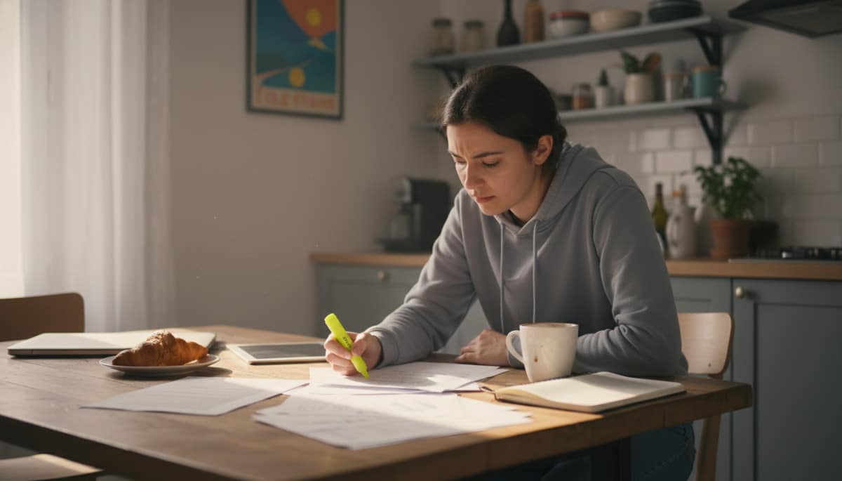 Employé analysant un document sur ses droits au télétravail