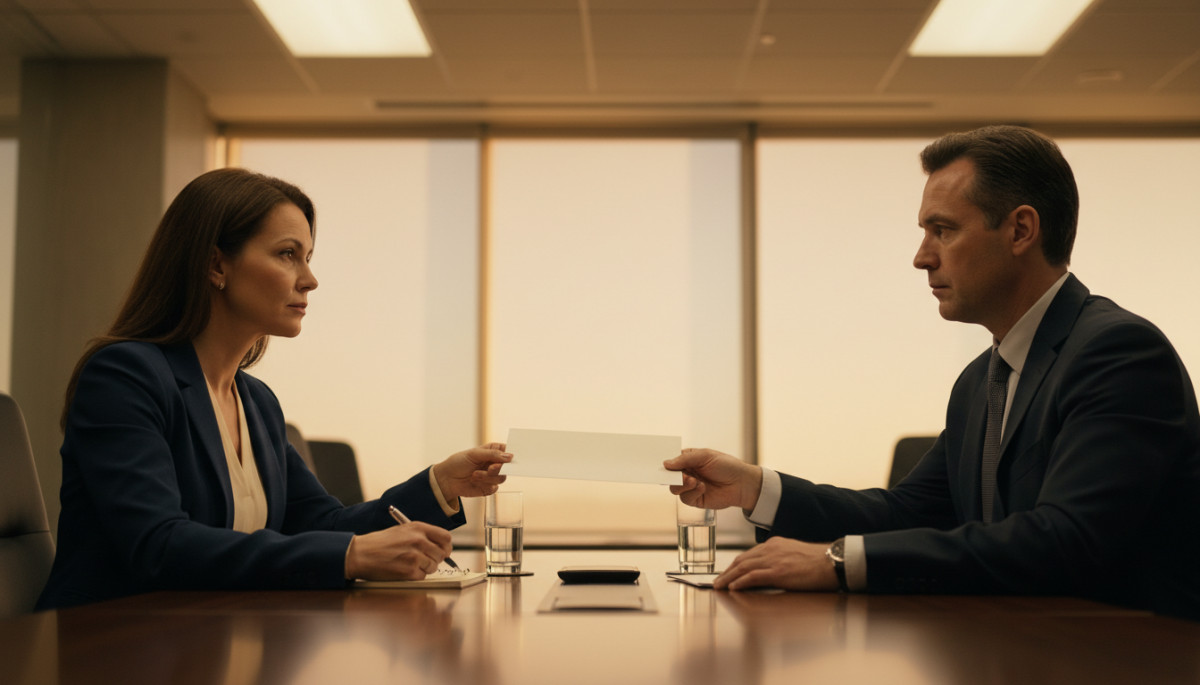 Employé recevant une notification écrite de son employeur